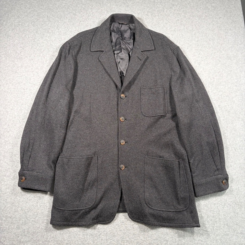 Nigel's Pure Cashmere Coat Mens L? Charcoal Gray USA Button Front Blazer Jacket